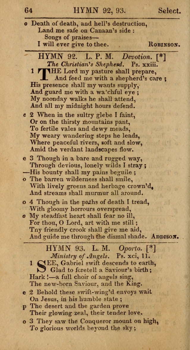 Select Hymns: the third part of Christian Psalmody; with directions for musical expression (Stereotype ed.) page 64