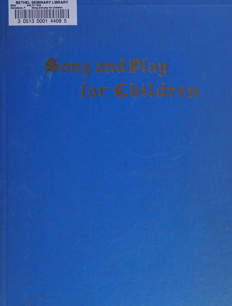 Song and Play for Children: for Sunday and weekday use page cover
