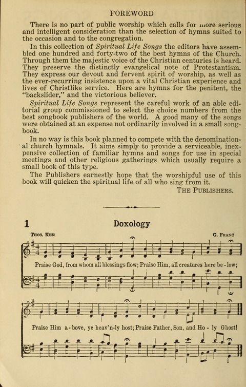 Spiritual Life Songs page iv