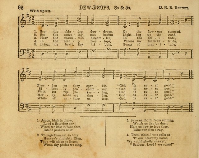 The Sabbath School Bell: a new collection of choice hymns and tunes, original and standard; carefully and simply arranged as solos, duets, trios, semi-choruses and choruses, and for organ..(Enl. Ed) page 92