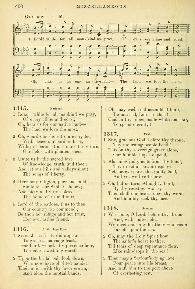 Songs for the Sanctuary: or hymns and tunes for Christian worship page 400