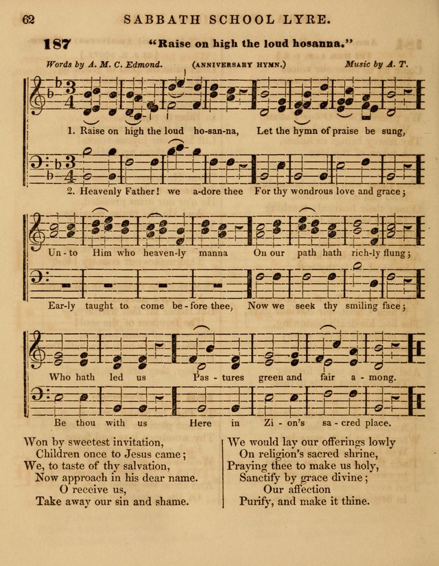 The Sabbath School Lyre: a collection of hymns and music, original and selected, for general use in sabbath schools page 62