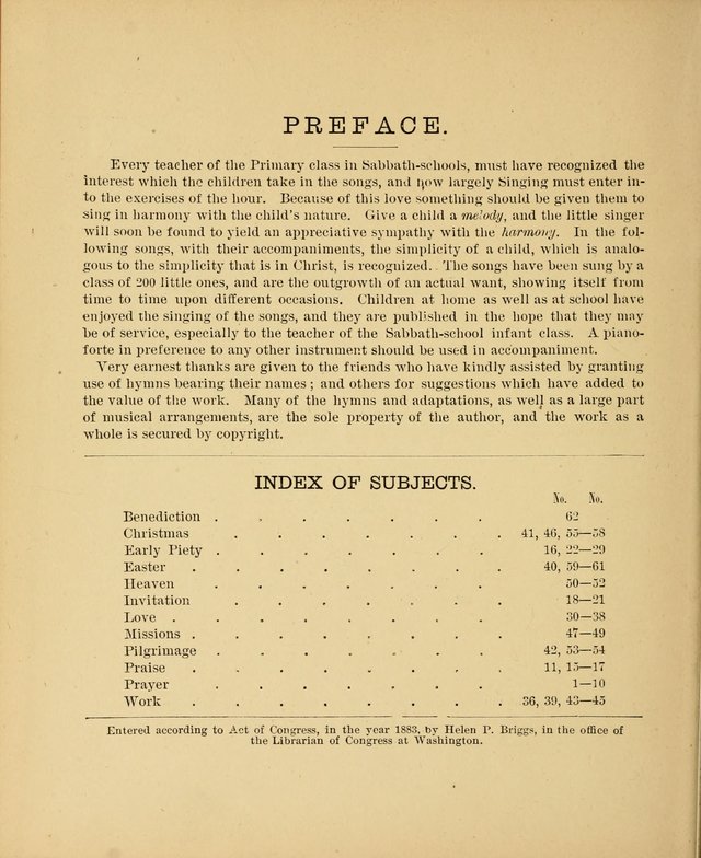 Sacred Songs for Little Singers: a collection adapted to primary classes in Sabbath-schools page vii