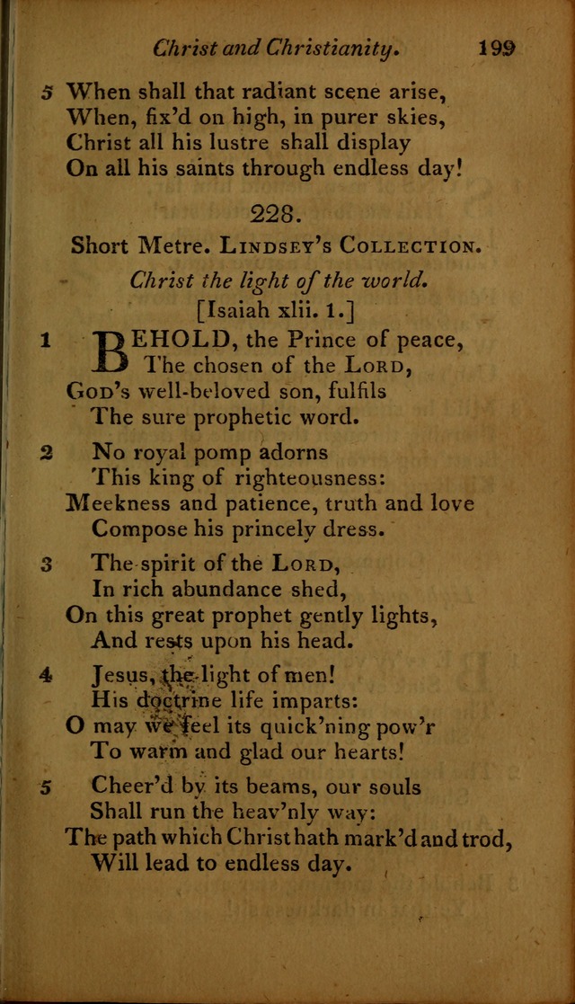 A Selection of Sacred Poetry: consisting of psalms and hymns, from Watts, Doddridge, Merrick, Scott, Cowper, Barbauld, Steele ...compiled for  the use of the Unitarian Church in Philadelphia page 199