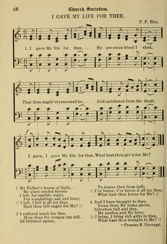 Sacred Songs: for use in inner mission work and church societies page 68