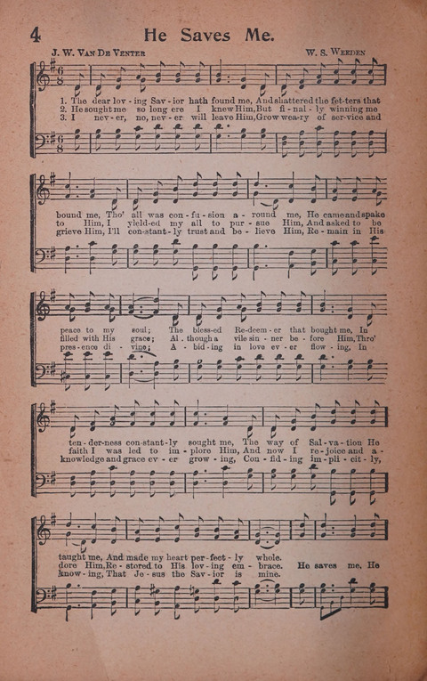 Songs of Triumph Nos. 1 and 2 Combined: 201 choice new hymns for choirs, solo singers, the home circle, etc. page 4