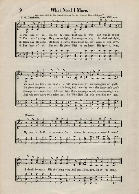 Sweeter Than All Songs: containing many new songs, a number of the popular songs of to-day, with many familiar hymns; for all occasions of Christian work and worship  page 8
