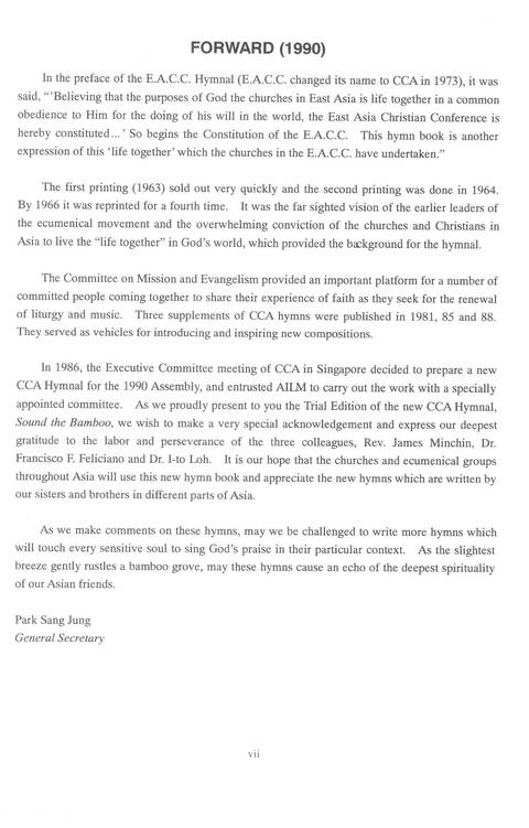 Sound the Bamboo: CCA Hymnal 2000 page vii