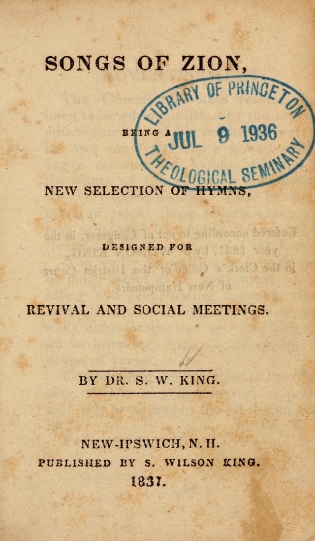 Songs of Zion, Being a New Selection of Hymns, Designed for Revival and Social Meetings page 2