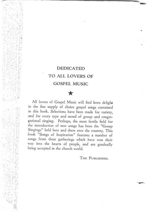 Songs of Inspiration page ii