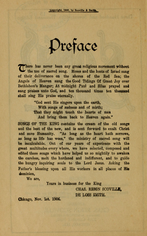 Songs of the King page v