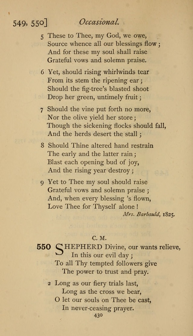 The Sacrifice of Praise. psalms, hymns, and spiritual songs designed for public worship and private devotion, with notes on the origin of hymns. page 430