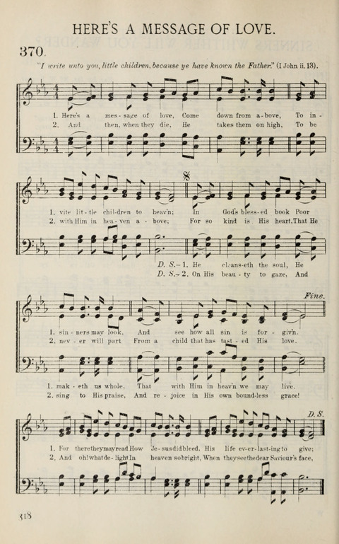 Songs of Victory: for evangelistic meetings, conferences, the home circle, and Christian worship. Along with a selection of choruses page 318