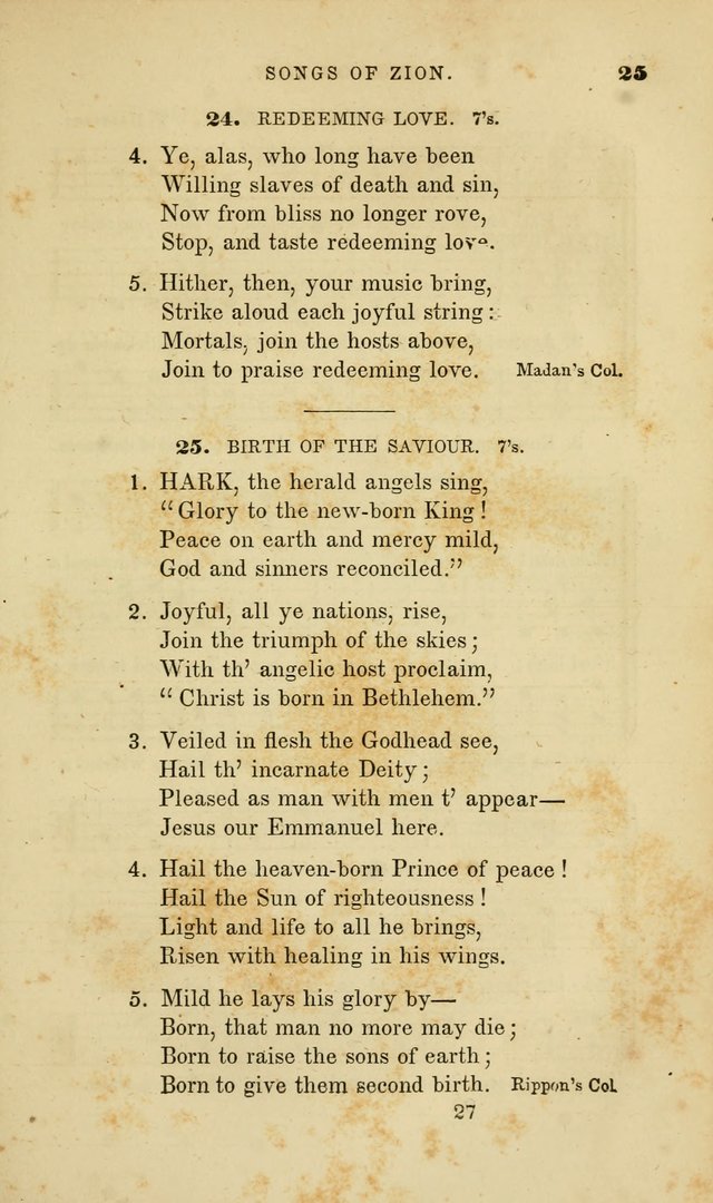 Songs of Zion: a manual of the best and most popular hymns and tunes, for social and private devotion page 34