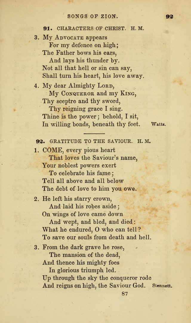 Songs of Zion: a manual of the best and most popular hymns and tunes, for social and private devotion page 94