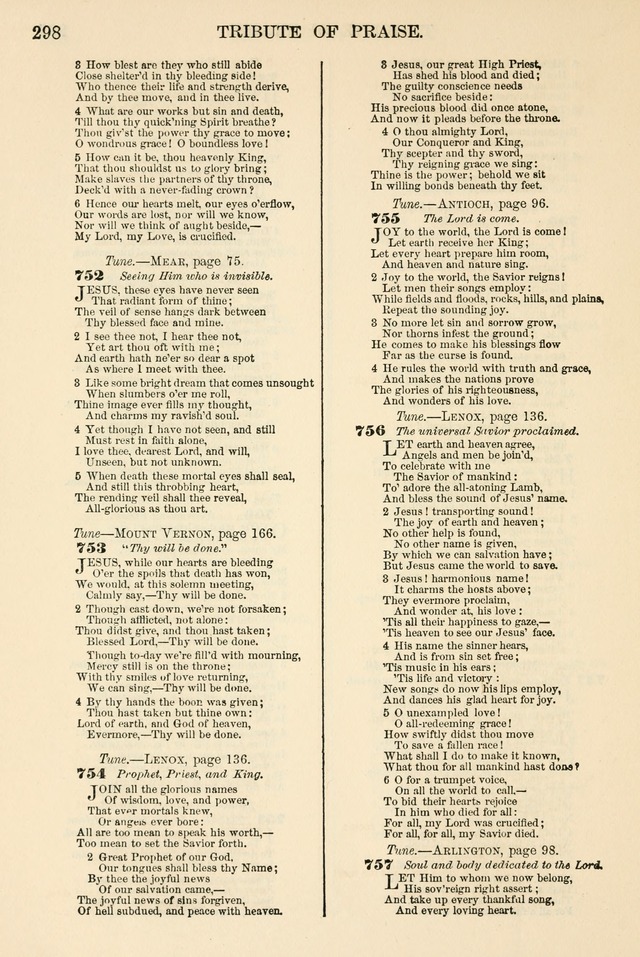 The Tribute of Praise: a collection of hymns and tunes for public and social worship, and for the use in the family circle and Sabbath school page 298