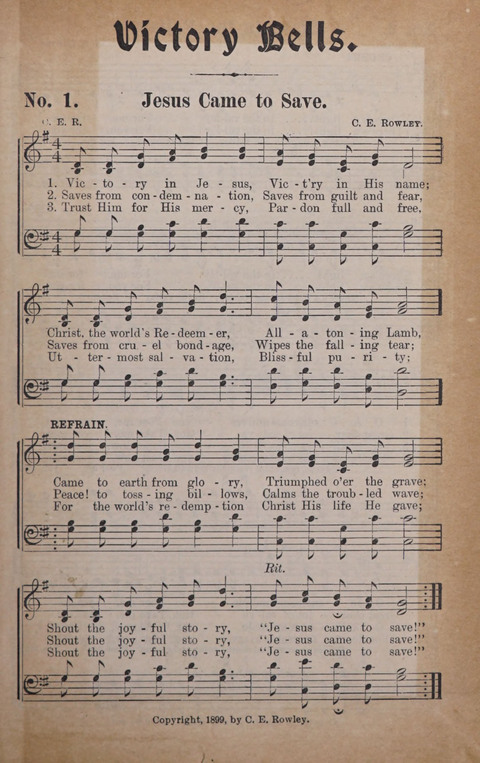 Victory Bells: for revival services, prayer meetings, young people societies & the Sunday school page 1