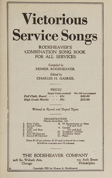 Victorious Service Songs: Rodeheaver