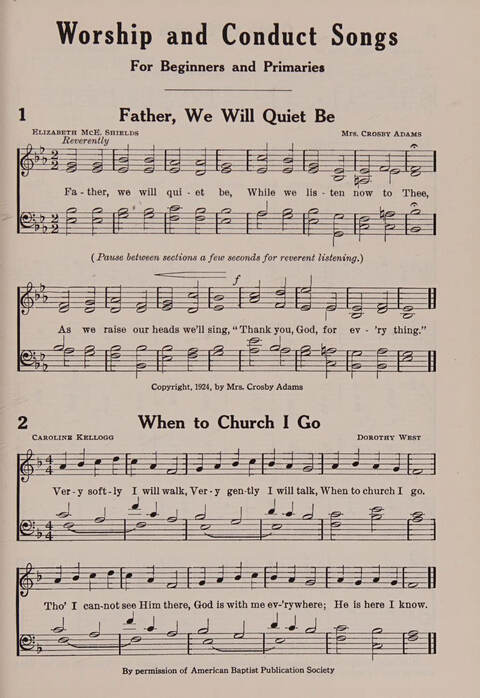 Worship and Conduct Songs: for beginners and primaries page 1