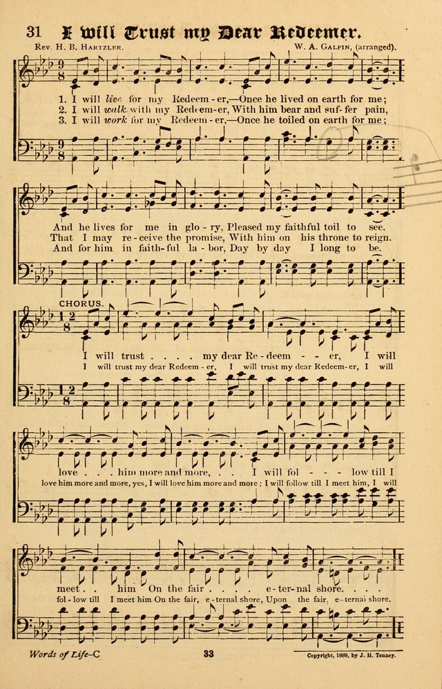Words of Life: a collection of Hymns and Tunes for use in Gospel Meetings and other Religious Services page 31
