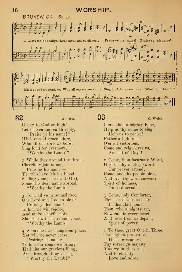 Worship in Song: a selection of hymns and tunes for the Service of the Sanctuary  page 16
