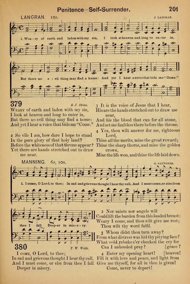 Worship in Song: a selection of hymns and tunes for the Service of the Sanctuary  page 201