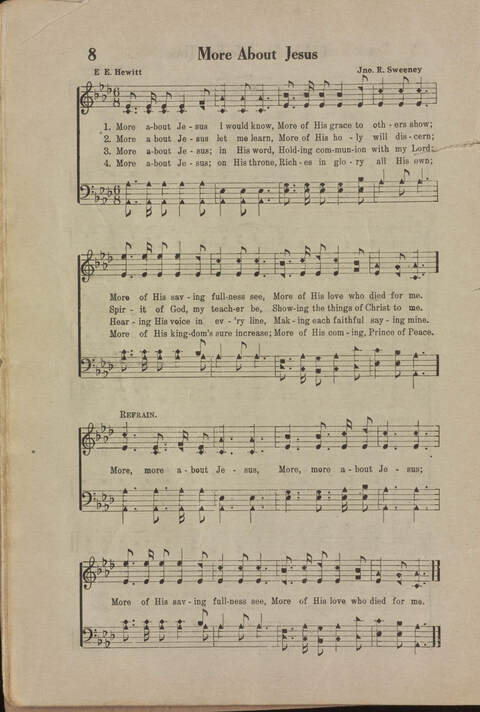 Wonderful Songs: A Collection of Familiar Hymns Designed for Evangelistic Work, For Use in Tents, Etc. page 8
