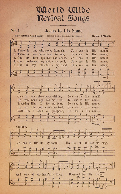 World Wide Revival Songs: for the Church, Sunday School and Evangelistic Meetings page 1